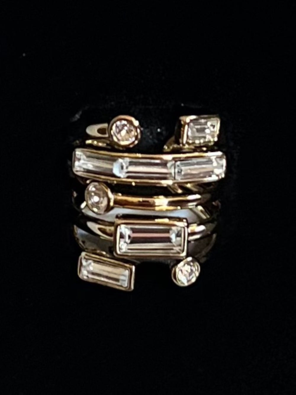 Alexis Bittar Gold Tone Swarovski Crystal Adjustable Ring - Picture 3 of 4